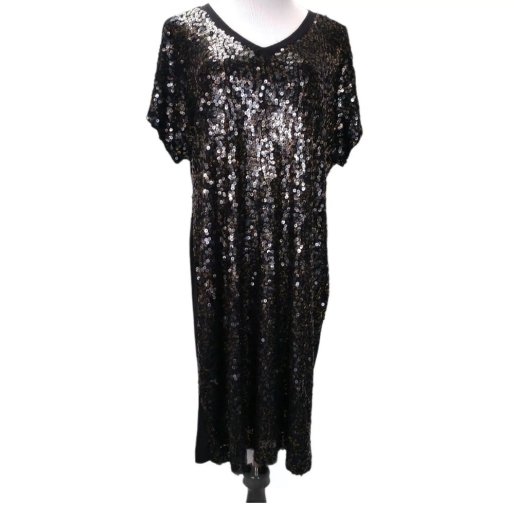 Calvin Klein Dolman Sleeve Sequin Shift Dress Size XL